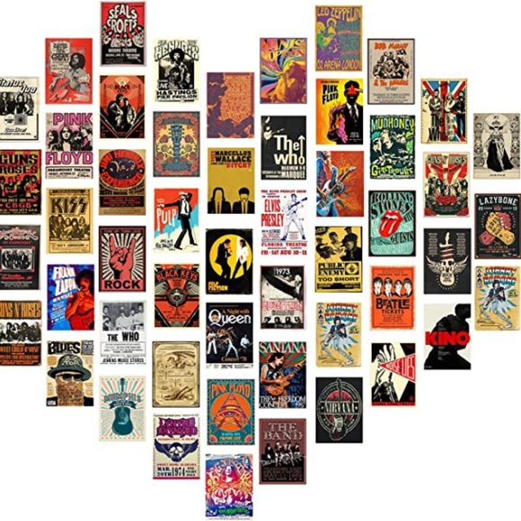 Vintage Aesthetic Wall Collage Kit,70PCS Rock Music Album Covers Room Retro Wall - Picture 3 of 10
